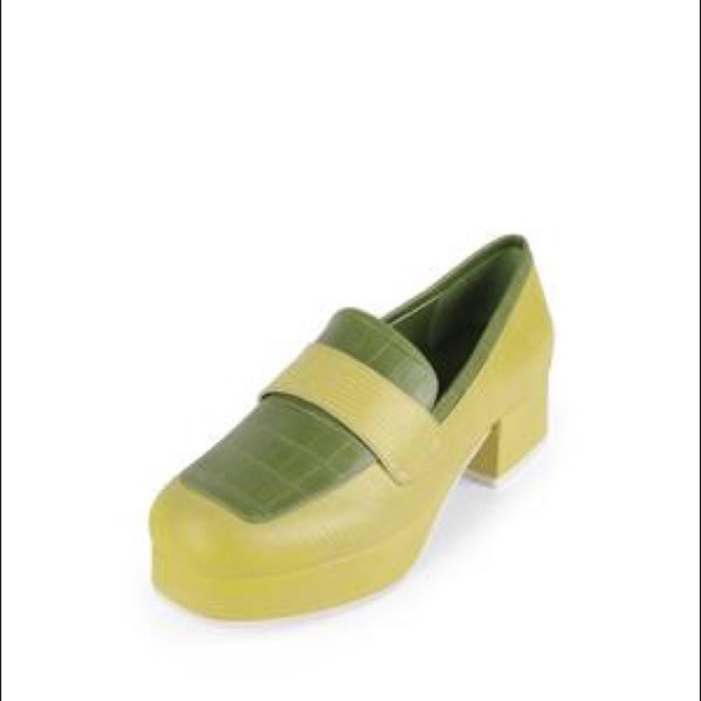 Jeffrey Campbell student loafer in ‘green exotic’